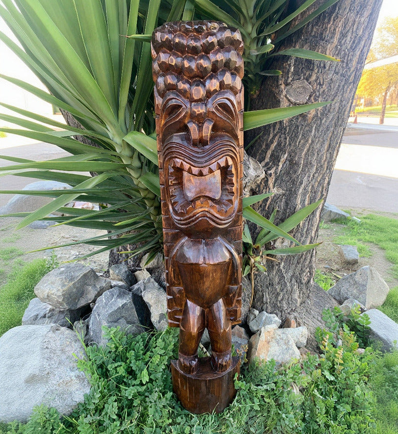 4 Set- Hawaiian Tiki God Half Statue Set Tropical Tiki Bar Decor 39"x 8"