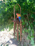 Red Parrot Tropical Wooden Bird Bamboo Wind chime Tiki Bar tropical Decor 23" x 10"