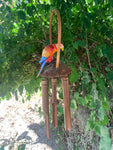 Red Parrot Tropical Wooden Bird Bamboo Wind chime Tiki Bar tropical Decor 23" x 10"