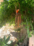 Red Parrot Tropical Wooden Bird Bamboo Wind chime Tiki Bar tropical Decor 23" x 10"