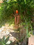 Red Parrot Tropical Wooden Bird Bamboo Wind chime Tiki Bar tropical Decor 23" x 10"