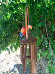 Red Parrot Tropical Wooden Bird Bamboo Wind chime Tiki Bar tropical Decor 23" x 10"