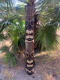 5 Foot Set of Hand Carved Wooden Tiki Totem Masks Tropical Bar Patio Decor 60"x 7"in