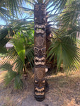 5 Foot Set of Hand Carved Wooden Tiki Totem Masks Tropical Bar Patio Decor 60"x 7"in