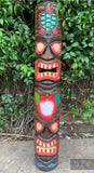 4 Set of Hand Carved Wooden Tiki Totem Masks Tropical Bar Patio Decor 39"x 6"in