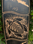 SeaTurtle Surfer Tropical Island Tribal Surfboard Wood Carving Wall Plaque 39"x 10"