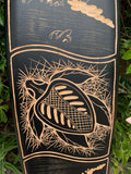 SeaTurtle Surfer Tropical Island Tribal Surfboard Wood Carving Wall Plaque 39"x 10"