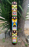 Set of 2 Colorful Tiki Totem Wood Masks Tropical Patio Bar Decor  60"x 7"