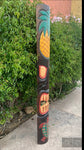 5 Foot Set of Hand Carved Wooden Tiki Totem Masks Palm Tree and Pineapple Tropical Bar Patio Decor 5'x7"