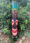 Hand Carved Polynesian Happy Tiki Totem Pole  39"x 6"in