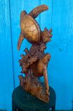 Swimming Turtles in Coral Reef Hand Carved Statue 20" in tall