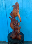 Swimming Turtles in Coral Reef Hand Carved Statue 20" in tall