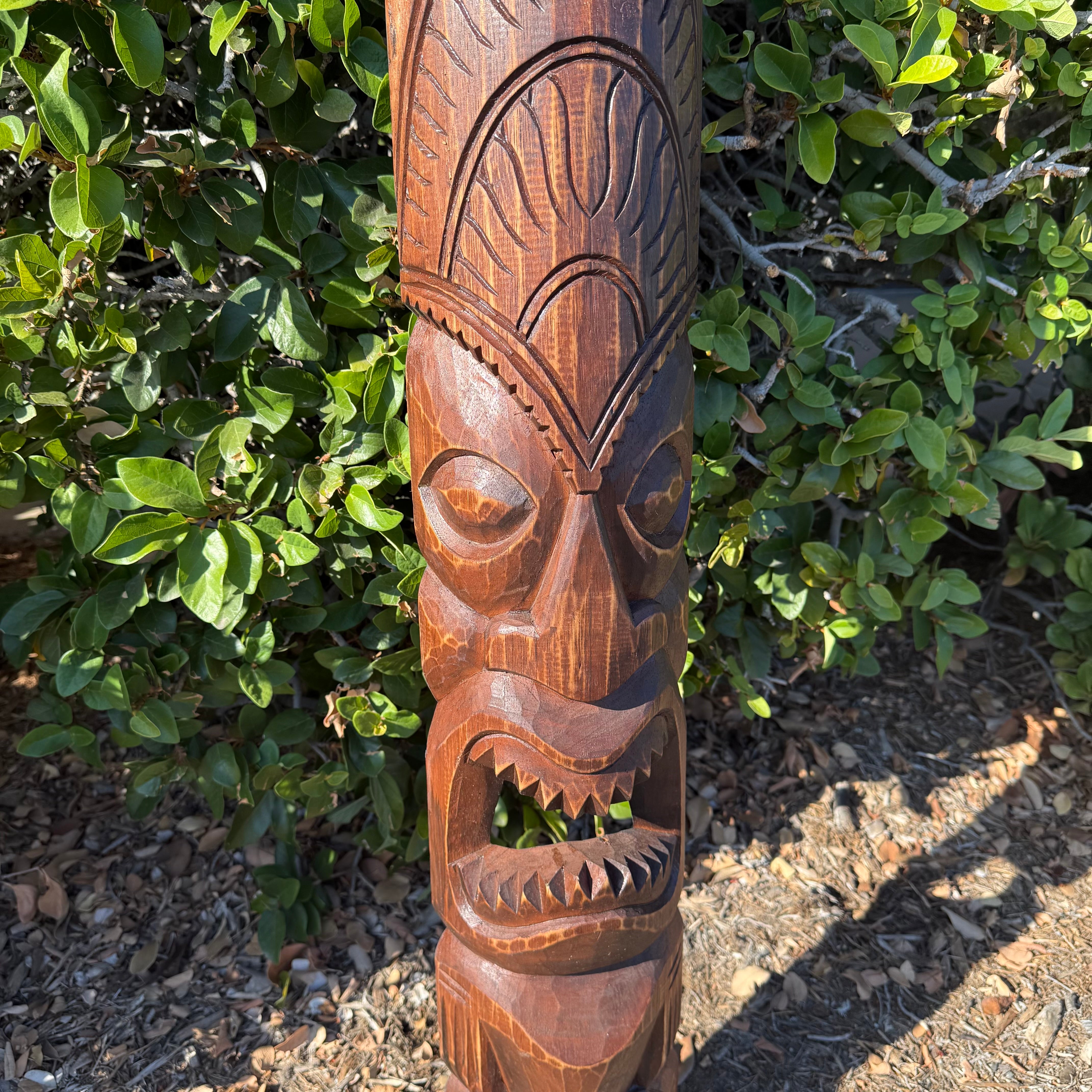 Set of Polynesian Tiki Wooden Masks Hand Carved 39" x 7"