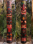 5 Foot Set of Hand Carved Wooden Tiki Totem Masks Tropical Bar Patio Decor 60"x 7"in