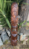 Hand Carved Hawaiian Style Tiki Totem Wooden Mask 39"x 6"in