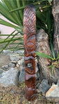 Hand Carved Hawaiian Style Tiki Totem Wooden Mask 39"x 6"in