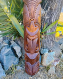 Set of Hawaiian Tiki God  Wooden Masks Hand Carved 39"x 6"in