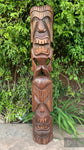 Ku and Kane and Ku set of Hawaiian Tiki Wood Carving Bar Patio Decor 39"x 6"