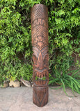 Hand Carved Hawaiian Style Tiki Totem Wooden Mask 39"x 6"in