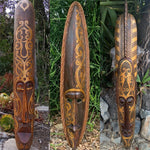 Set of 3 Primitive Wood Tiki Mask Wall Plaques 39"x 6" inches