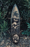 2 Set of Tropical Island, Surfer, Habiscus, and Sea Turtle Tribal Surfboard Wood Carvings Wall Plaque 39"x 10"