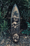 2 Set of Tropical Island, Surfer, Habiscus, and Sea Turtle Tribal Surfboard Wood Carvings Wall Plaque 39"x 10"