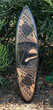 2 Set of Tropical Island, Surfer, Habiscus, and Sea Turtle Tribal Surfboard Wood Carvings Wall Plaque 39"x 10"