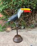 Tropical Black and white Toucan Wood Carving Statue 20" beak to tail