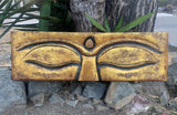 Golden Eyes of Buddha Wood Carved Wall Plaque 35"x 11" inches