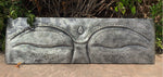 Silver Eyes of Buddha Wood Carved Wall Plaque 35"x 11" inches