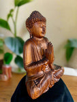 Large Meditating Buddha Statue Mahogany Wood Buddhist Decor 20 x 15 x 6 inches