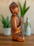 Large Meditating Buddha Statue Mahogany Wood Buddhist Decor 20 x 15 x 6 inches