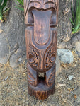 Māori Inspired Tribal Tiki Wood Carving Half Statue Wall Plaque Tropical Bar Patio Decor 39"x 7"