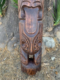 Māori Inspired Tribal Tiki Wood Carving Half Statue Wall Plaque Tropical Bar Patio Decor 39"x 7"