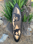 Tribal Shark Decorative Surfboard Wall Plaque 39"x 10"