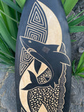 Tribal Shark Decorative Surfboard Wall Plaque 39"x 10"