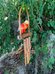 Scarlett Macaw Parrot Tropical Wooden Bird Bamboo Wind chime Tiki Bar tropical Decor 23" x 10"