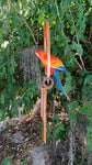 Scarlett Macaw Parrot Tropical Wooden Bird Bamboo Wind chime Tiki Bar tropical Decor 23" x 10"