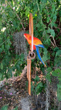 Scarlett Macaw Parrot Tropical Wooden Bird Bamboo Wind chime Tiki Bar tropical Decor 23" x 10"