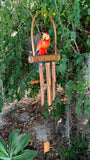 Scarlett Macaw Parrot Tropical Wooden Bird Bamboo Wind chime Tiki Bar tropical Decor 23" x 10"