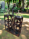 Tribal Tiki Man Wine/Bottle Rack Handcrafted Teak Wood Tiki Bar 16"x 24"