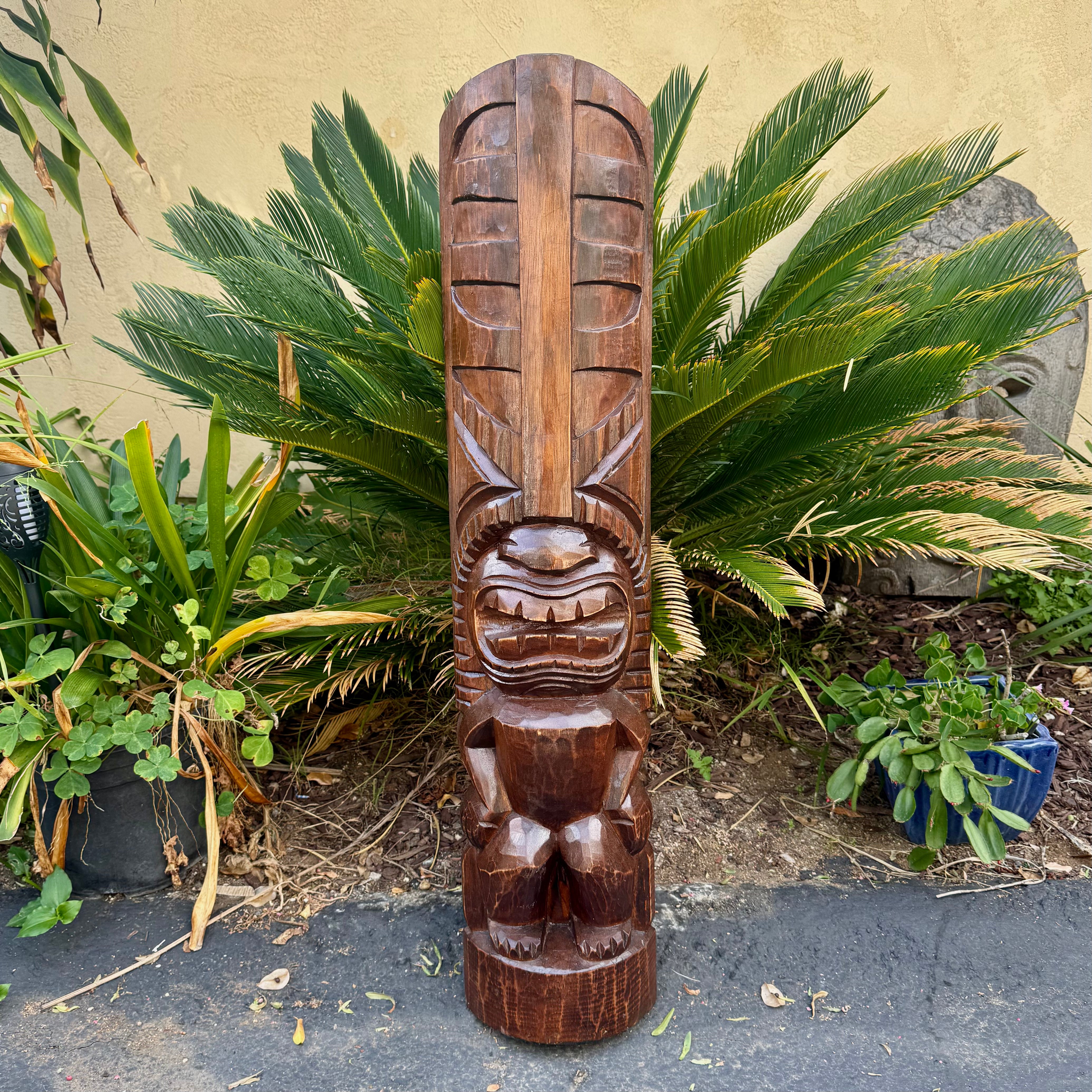 Lono Hawaiian Tiki Half Statue