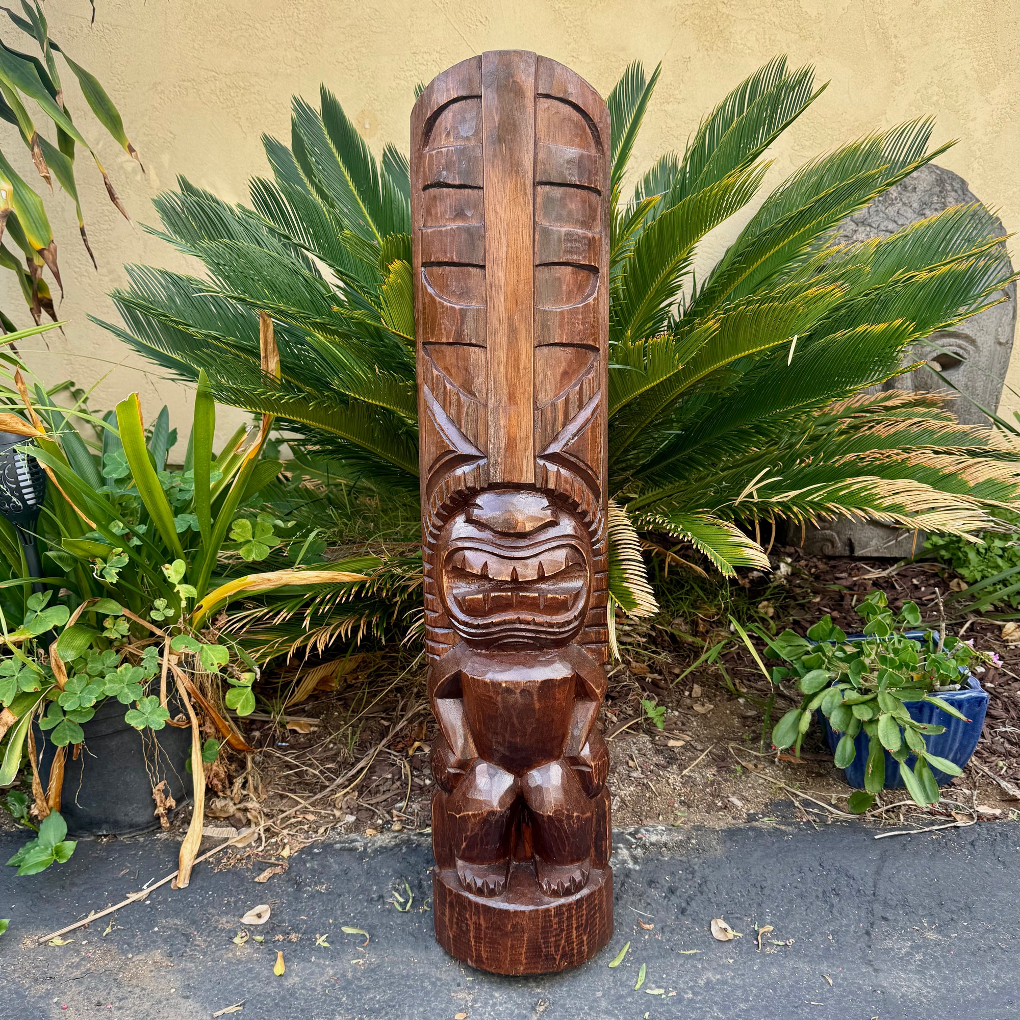 Lono Hawaiian Tiki Half Statue