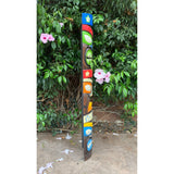 2 Set of Colorful Tiki Totem Masks Hand Carved 3 Face Tropical Bar Patio Decor 39"x 6"in