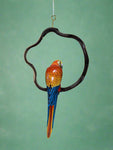 Scarlet Macaw Parrot Handcrafted Wood Hanging Statue  17"in Head to Tail