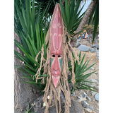 Rustic Primitive Tribal Wall Mask with Hair Vintage Finish 39”x 7”