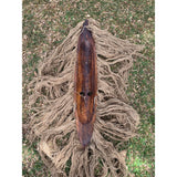Rustic Primitive Tribal Wall Mask with Hair Vintage Finish 39”x 7”