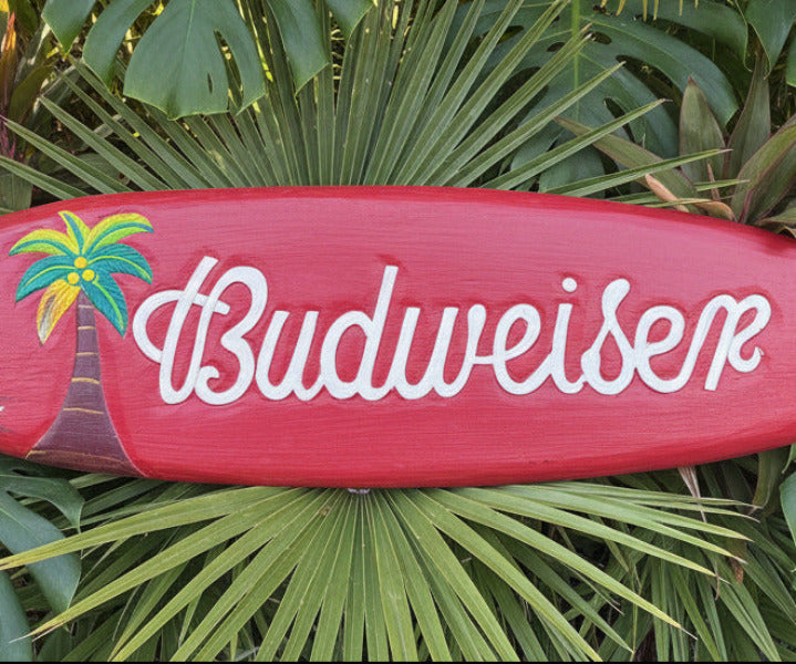 budweiser surfboard wall decor red