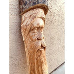 Tree Sprit Green Man Wizard Rustic Wood Carving Wall Art Sculpture 40"x 7" inch