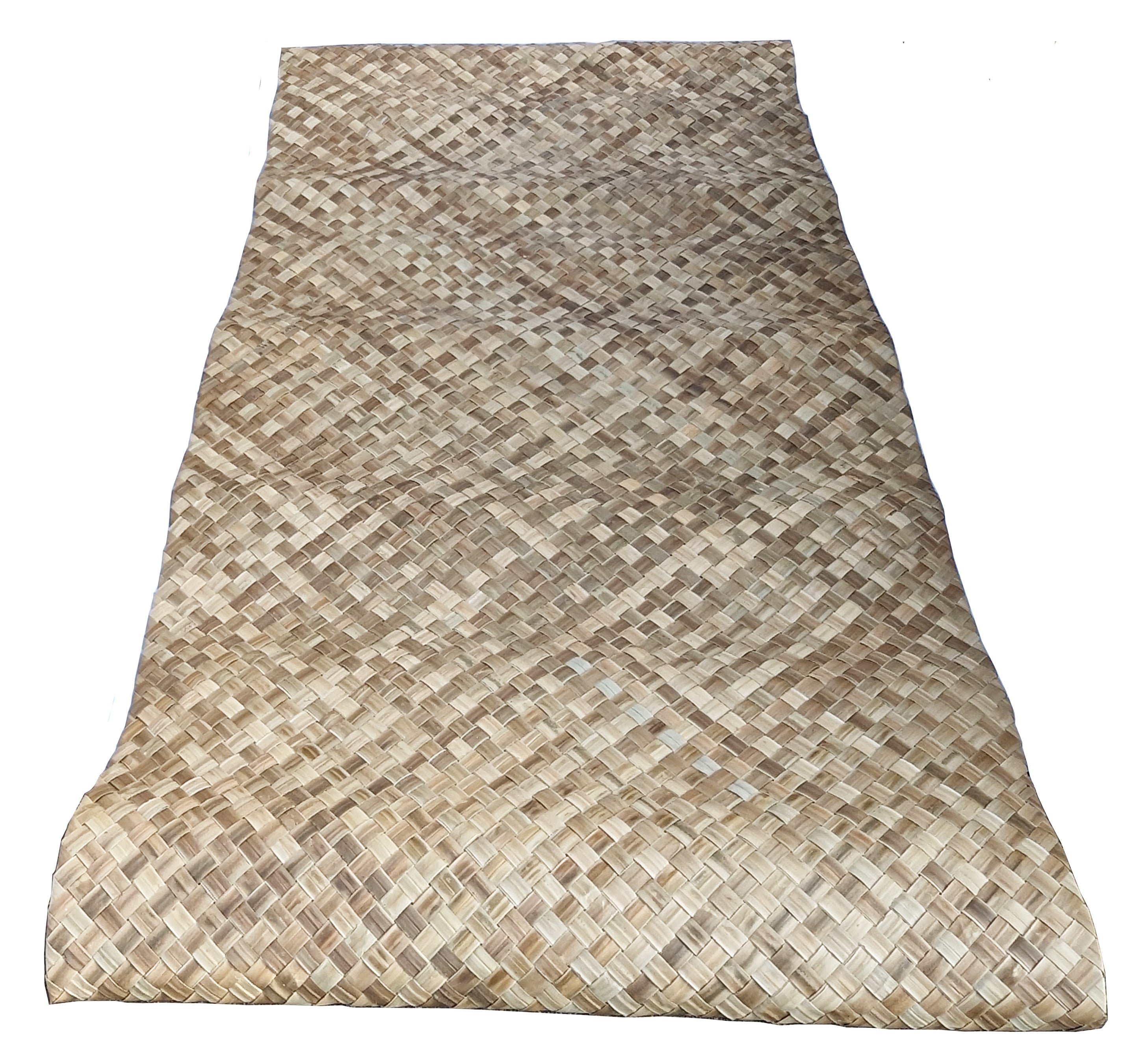 handwoven brown palm leaf floor mat